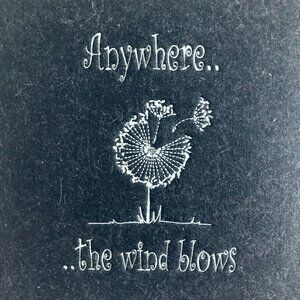 Thirty-One Jewell Navy Felt Tote Bag Dandelion Quote Faux Leather Trim